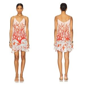 NWT MUMA WORLD Lyra Mini Silk Dress in Coral Size Small